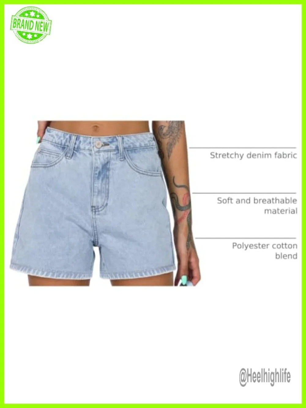 Stretchy Denim Cut Off Jean Shorts High Rise Ripped Frayed Summer Hot Shorts